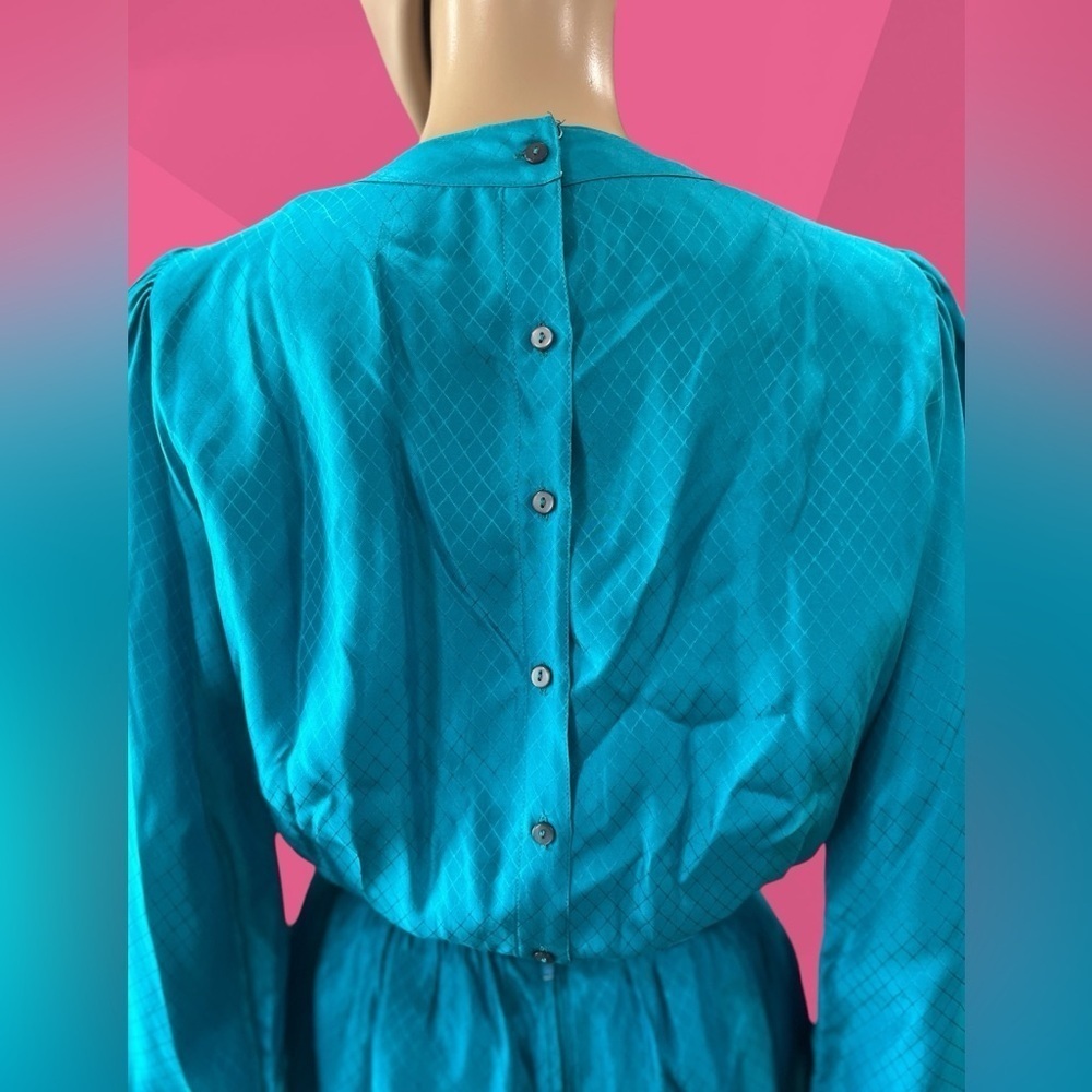 Silk secretary career style disco dress-10 vintage 80’s - Picture 5 of 10